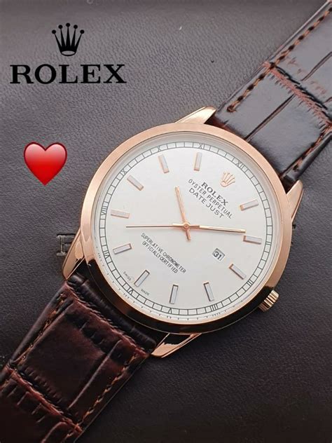 rolex leather belt watch